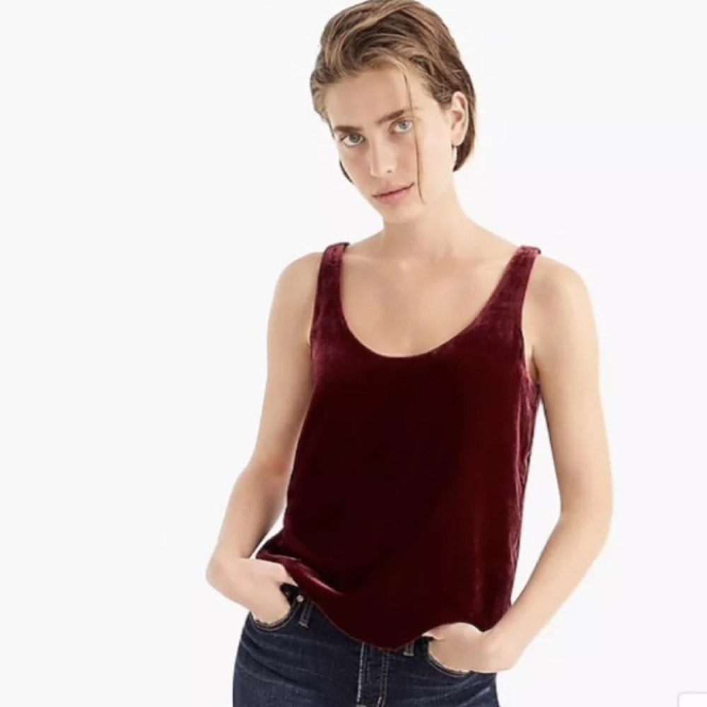 J CREW VELVET TANK - NWT - BURGANDY
